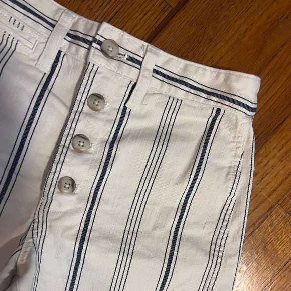 Madewell Pants - Madewell White and Blue Striped Jean Shorts